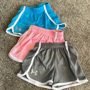 3 pairs girl size S under armour shorts- mesh material